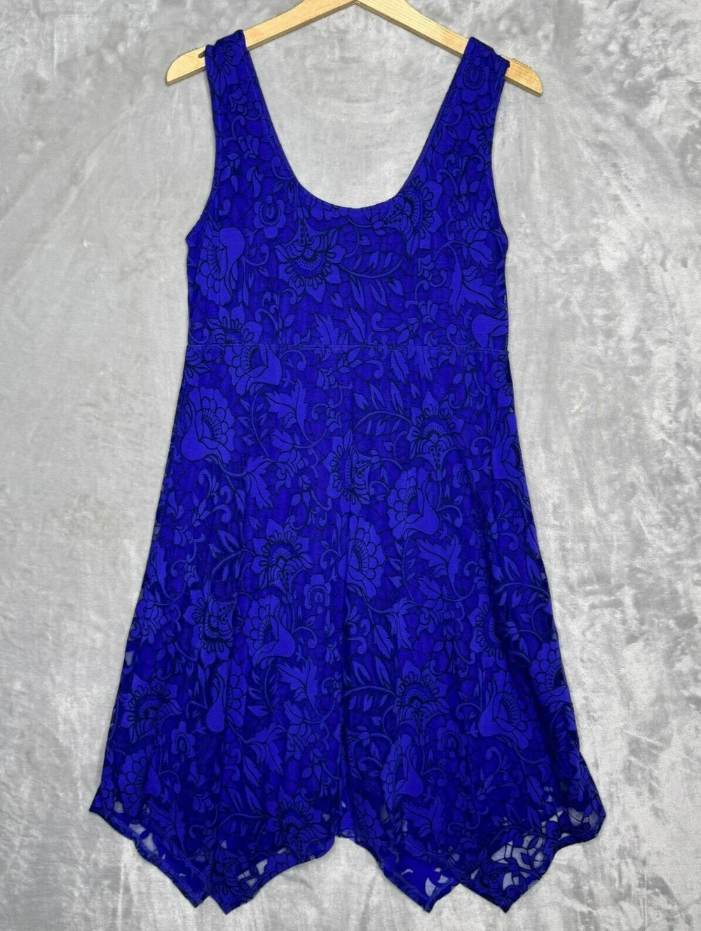Soma Dress Womens Medium Black Purple Cutout Lace Stretch Handkerchiefs Hem - Picture 1 of 9